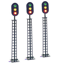 建筑沙盘1：87铁路信号灯模型场景马路LED发光红绿灯带阶梯黑色灯