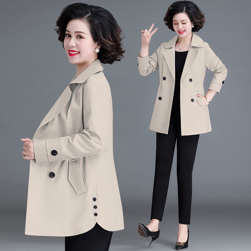 57成交11妈妈装春秋款女士中长款风衣中老年50到60岁年女外套上衣气质