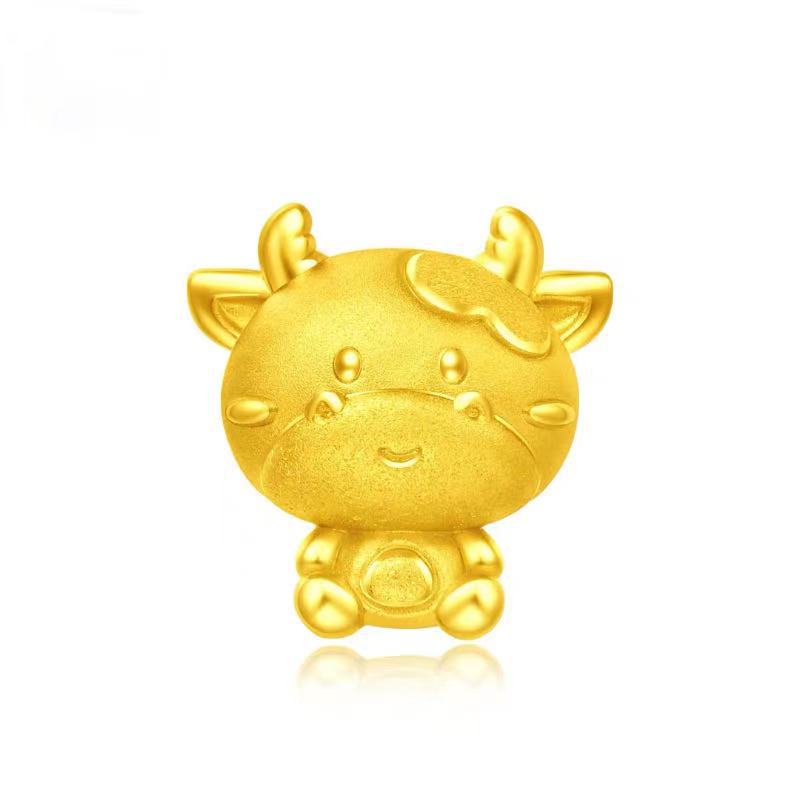 3d硬金手链 黄金牛十二生肖本命年手链 999足金 3d硬金福小牛手链