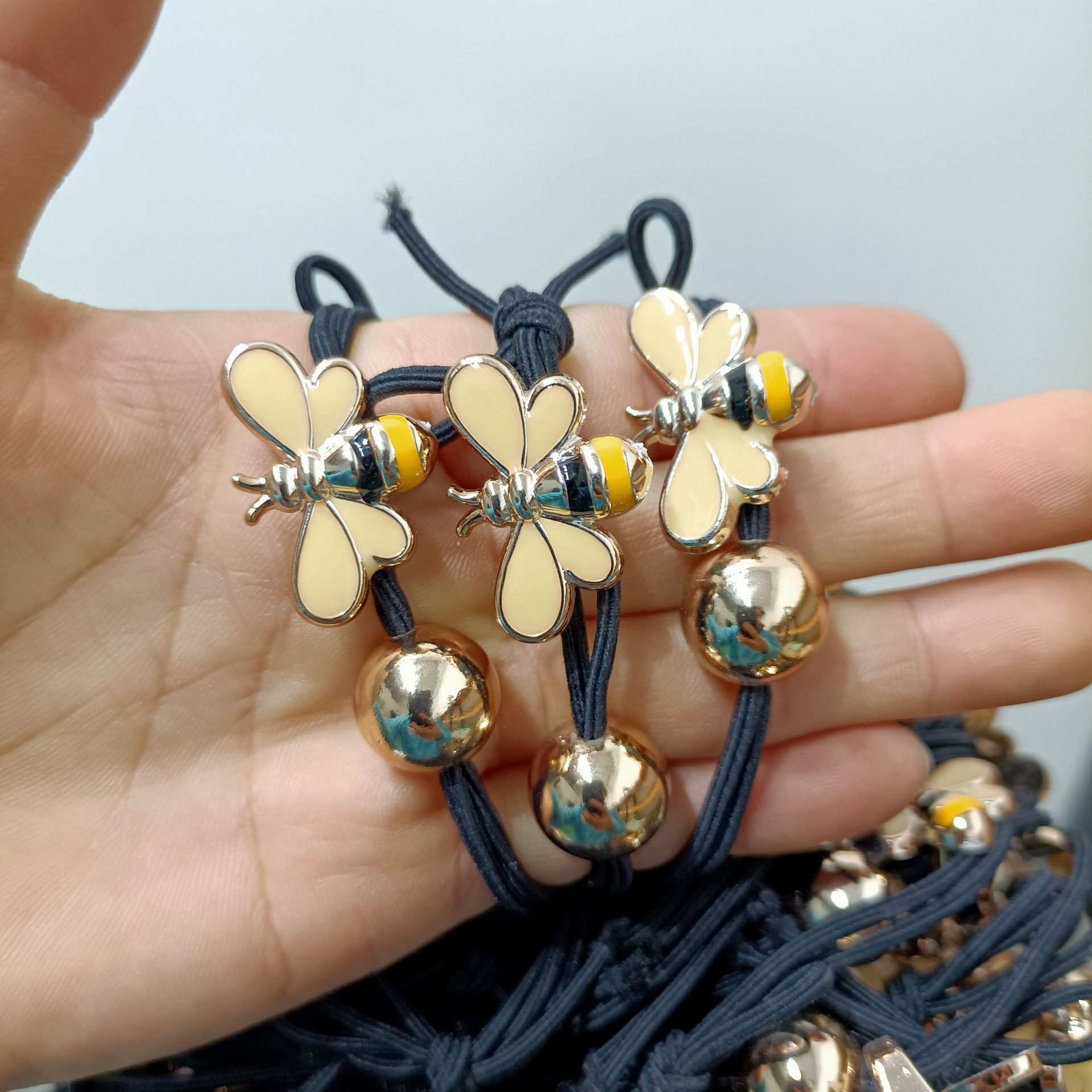 昆虫样式女式货号【167号头绳】金珠蜜蜂  100/捆风格非主流材质亚克