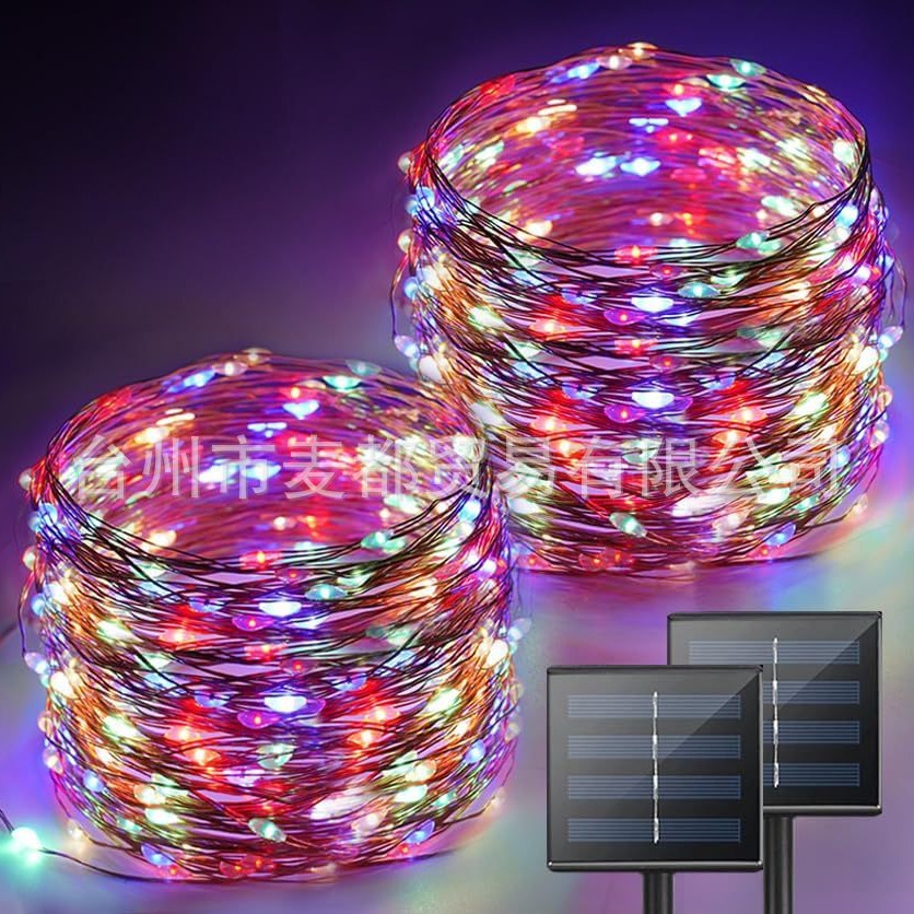 Lighting Chain Wholesale Christmas Holiday Decorative Lamp Outdoor Courtyard Lawn String LED Colored Lamp Solar Copper Wire Lamp