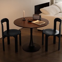 中古实木餐椅黑色餐桌靠背化妆凳子中式阳台椅子小众咖啡家具桌椅