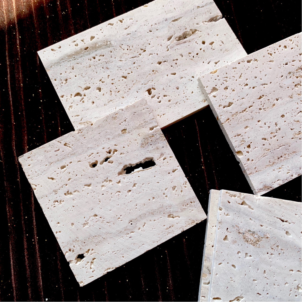 洞石天然大理石块洞洞石摆件拍照道具 珠宝首饰托盘展示架侘寂风