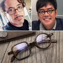 小罗伯特唐尼同款眼镜2019个性复古不对称一方一圆近视眼镜框