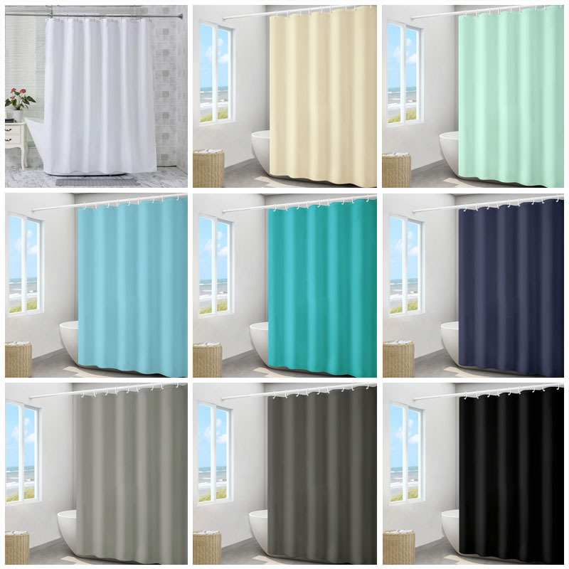 Waterproof and Mildew-Proof Thick Plain Shower Curtain Polyester Waterproof Shower Curtain Bathroom Waterproof Curtain Hotel Solid Color Partition Curtain