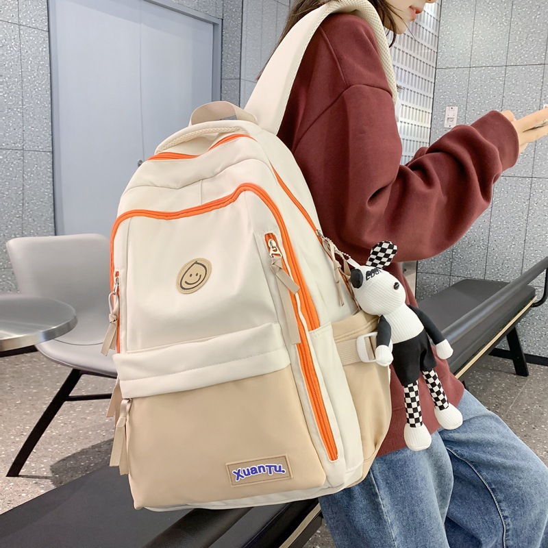 Schoolbag Female Korean Ins Style Fashion Large Capacity Backpack Contrast Color and Versatile Junior High School Student High School and College Student Backpack