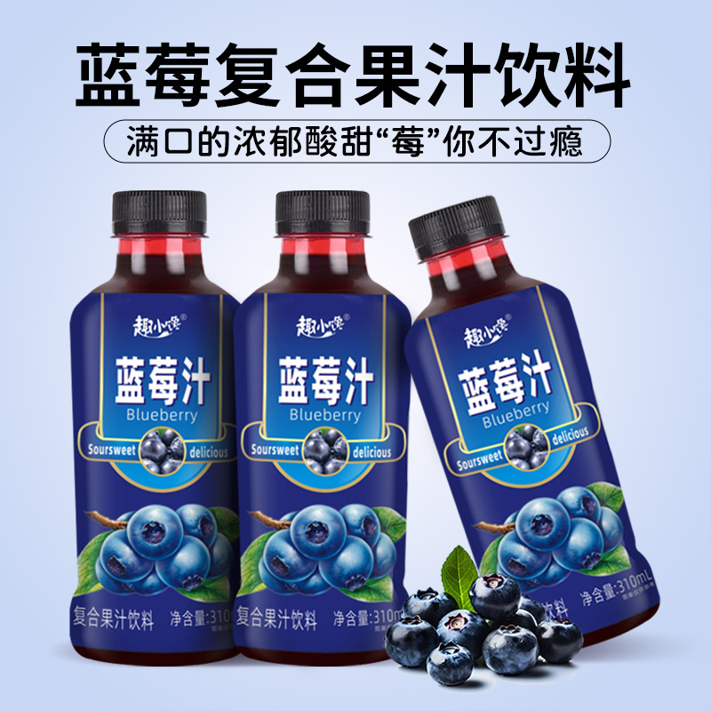 蓝莓汁复合果汁饮料一整箱310ml*8小瓶装网红蓝莓果味饮品批发