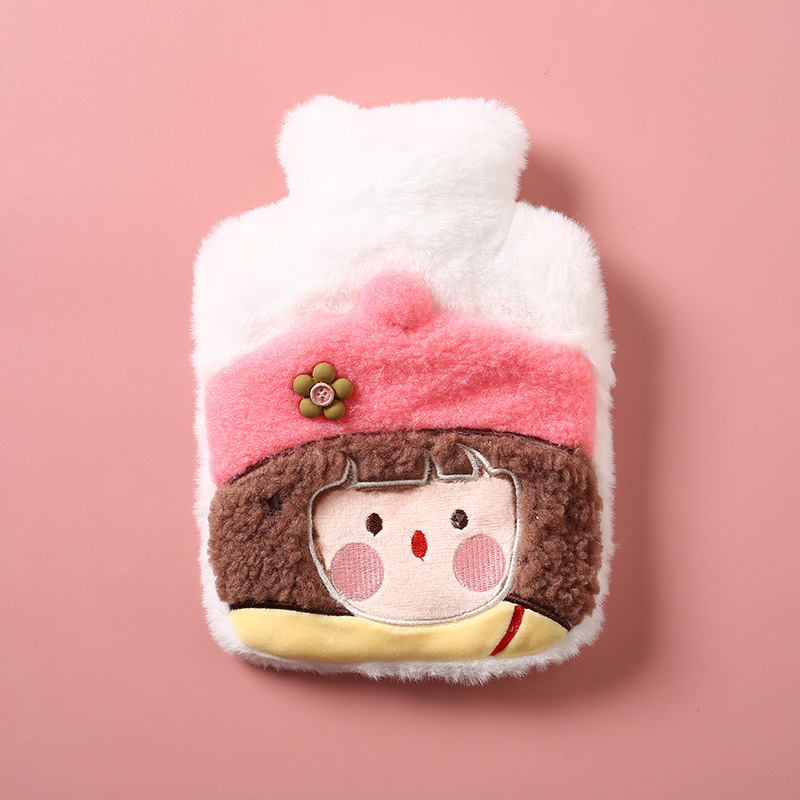 Wholesale Embroidery Cloth Cover Hand Warmer Irrigation Hand Warmer PVC Liner Cute Cartoon Mini Hot Water Injection Bag