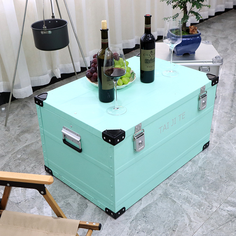 露营地铝合金方角开口箱重型家庭铝镁合金收纳箱车载工具收纳箱