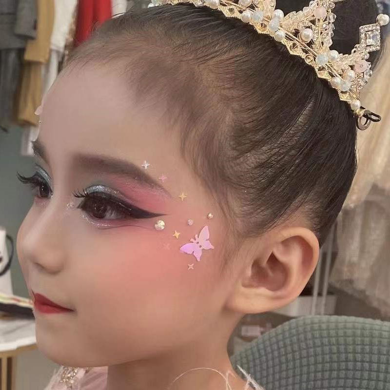 水晶贴六一儿童节舞台妆眼妆亮片亮钻蝴蝶贴脸化妆表演脸上饰品钻