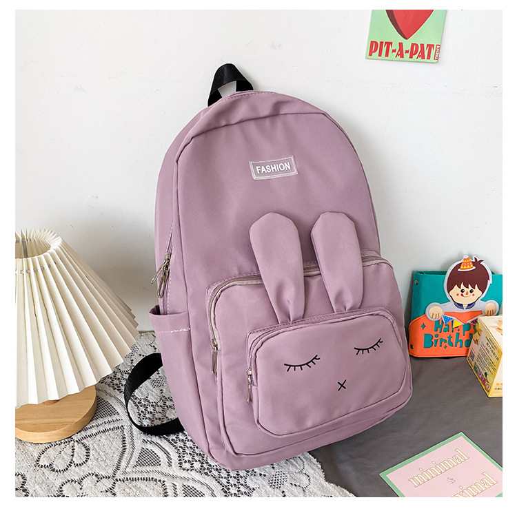 Schoolbag Women's New Japanese Style Shy Rabbit Ears Student Backpack College Style Cute Cartoon Primary and Secondary School Schoolbag