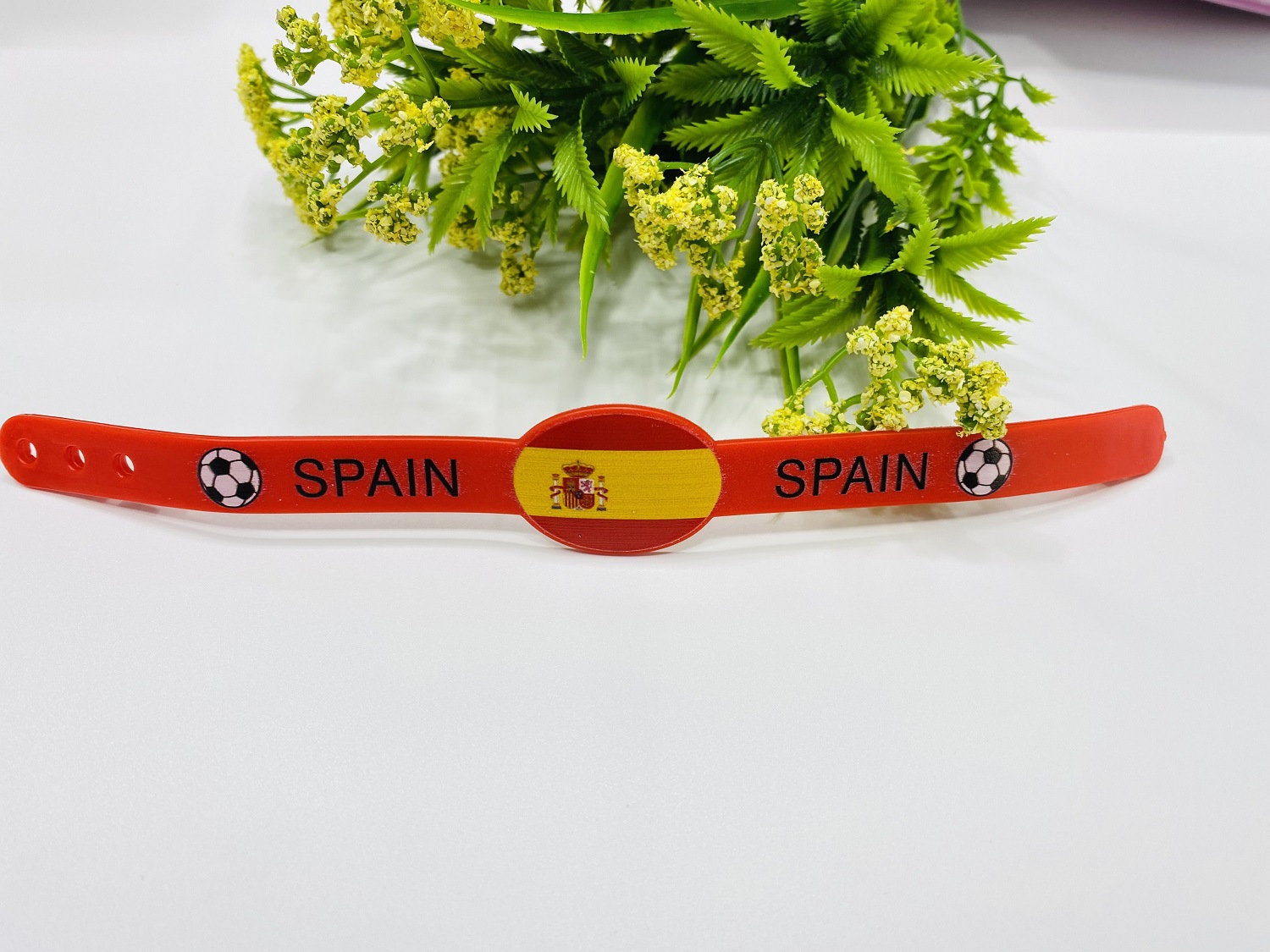 Qatar Brazil Football World Cup Fans Cheer Support Props PVC Button Strap Football Bracelet Jewelry