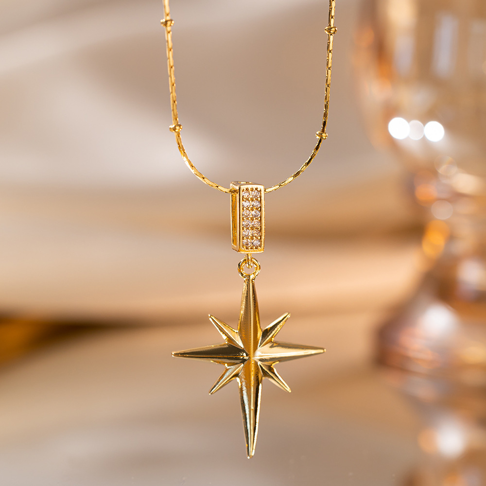 新款北极星钛钢项链女高级感微镶锆石吊坠小众设计网红爆款锁骨链