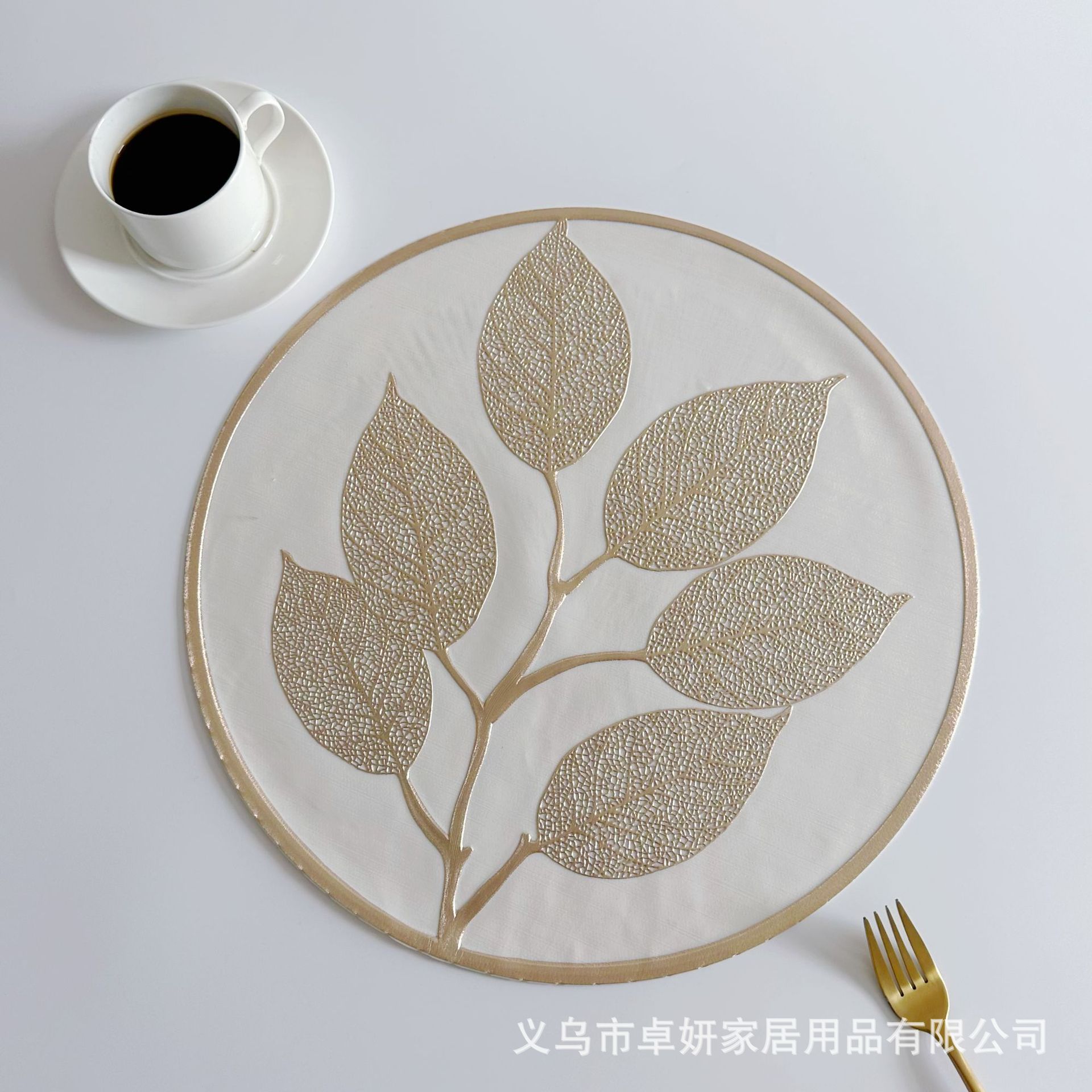 new bronzing placemat round western food hotel heat proof mat cross-border mat coaster western-style placemat