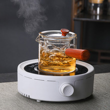 侧把玻璃煮茶壶木把过滤分离泡茶器加厚耐高温单壶煮茶器家用茶具