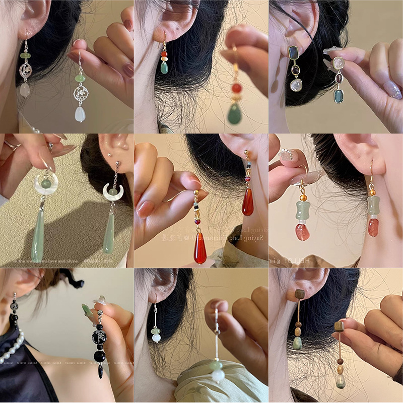 new chinese ancient style long fringe earrings women‘s retro high sense graceful online influencer earrings 925 silver needle ear jewelry