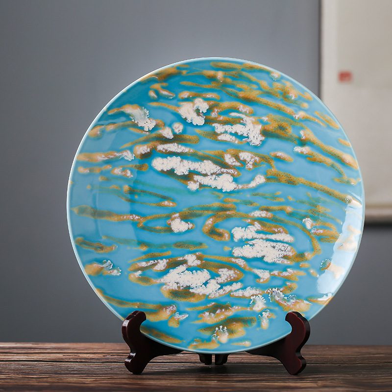 新中式个性陶瓷装饰盘 创意摆件坐盘摆盘挂盘瓷盘软装工艺品礼品