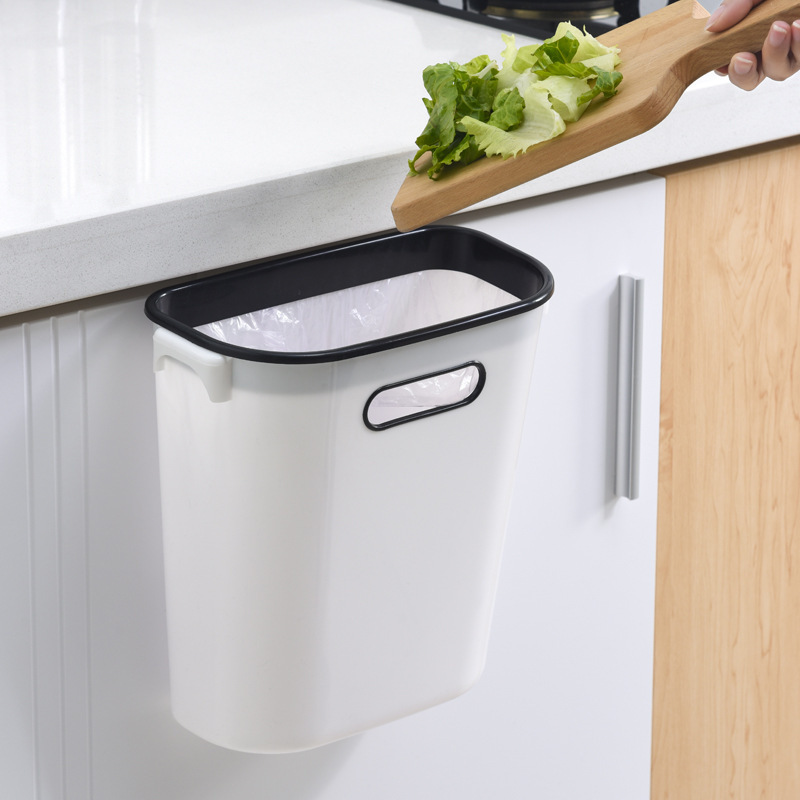 Kitchen Wall-Mounted Trash Can Plastic Cabinet Door Hanging Household Large without Cover Creative Nordic Toilet Storage Can