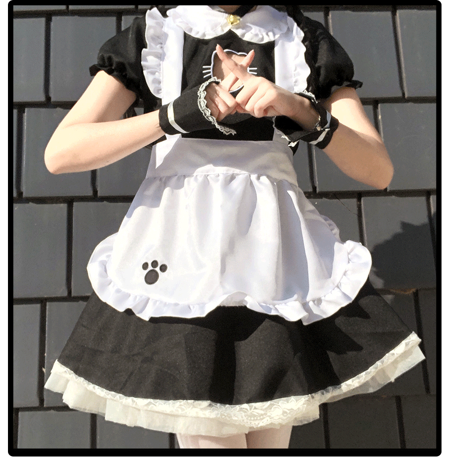 猫咪女仆装cosplay服装日系黑白女仆装服可爱软妹猫女连衣裙