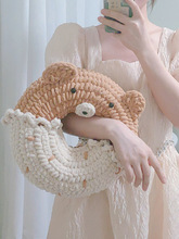 DIY手工编织玩偶甜甜圈抱枕熊大耳狗沙发靠枕钩针毛线自制材料包