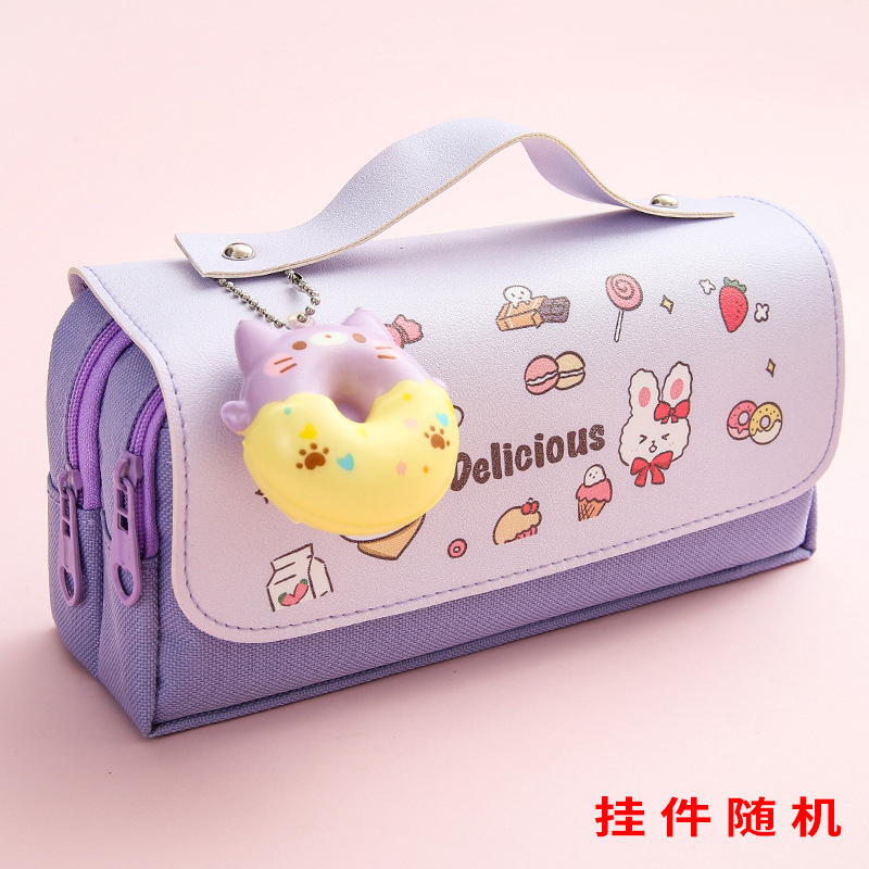 Stationery Box Pencil Case Wholesale Primary School Girl Simple Large Capacity Trendy Cute Girl Heart Net Red Decompression Pencil Box Bags