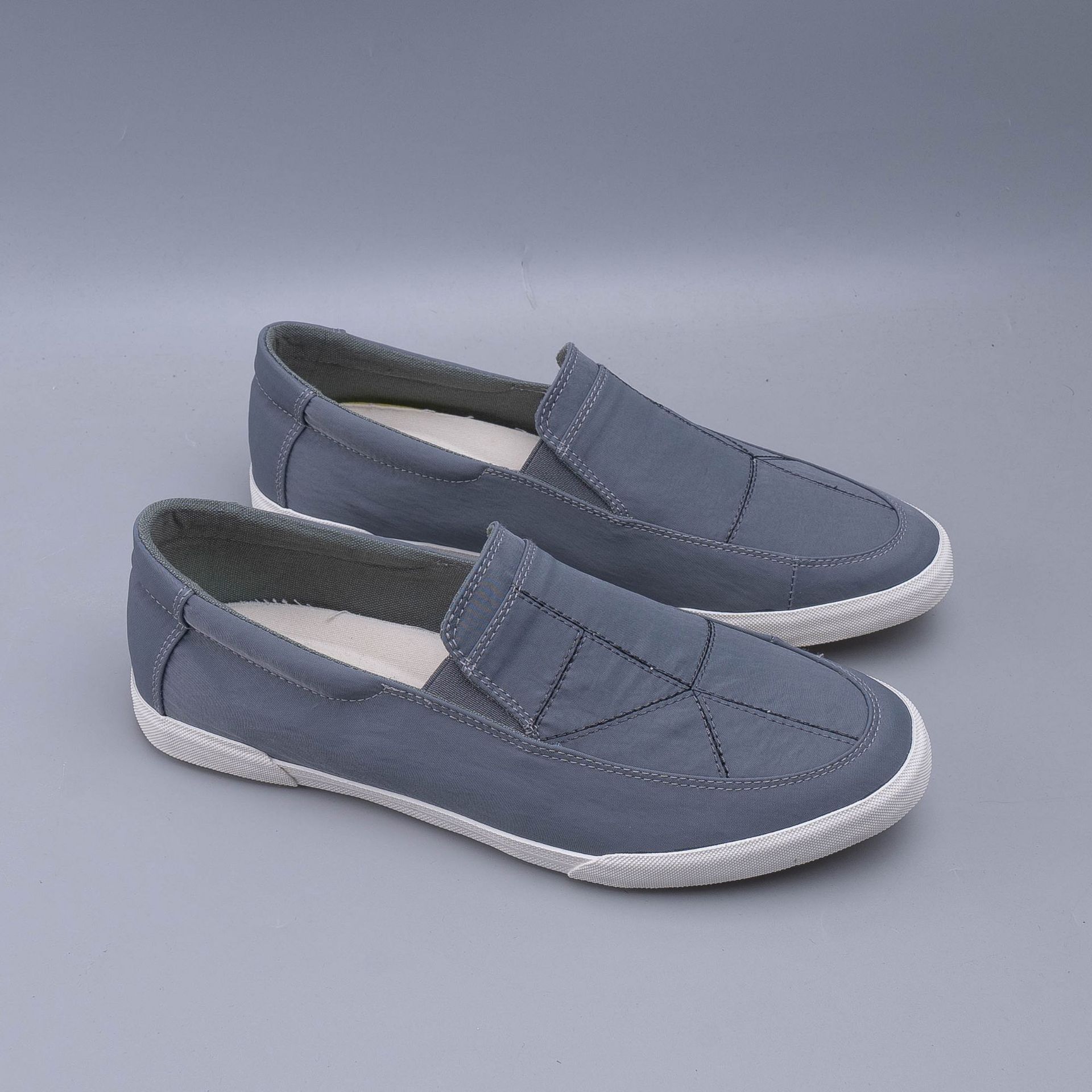 春秋季男鞋子老北京布鞋男一脚蹬潮鞋黑色灰色雨伞布懒人休闲鞋男