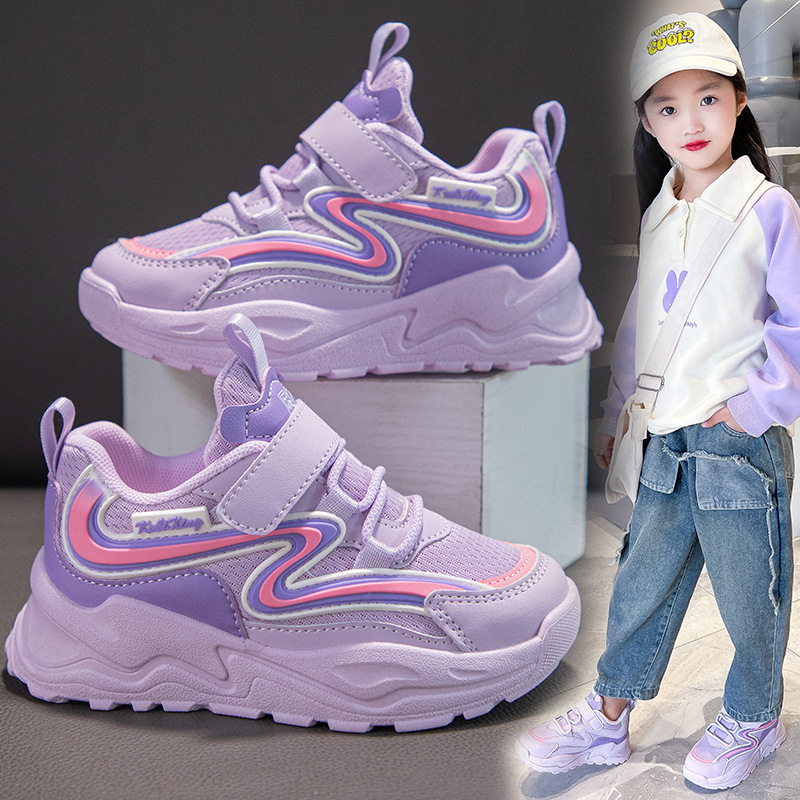 Girls' Shoes 2024 Spring New Popular Running Sneakers for Children and Girls Fashion Soft Bottom Travel Shoes