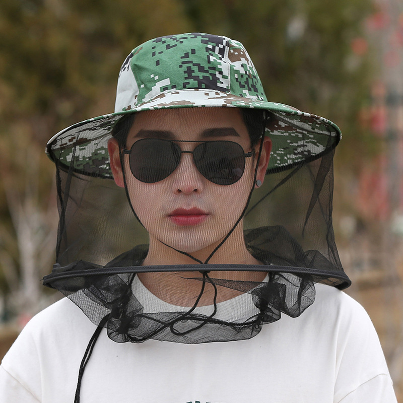 新款夏季钓鱼防蚊虫帽渔夫帽防蜂披肩防晒遮阳防风网眼帽子面罩
