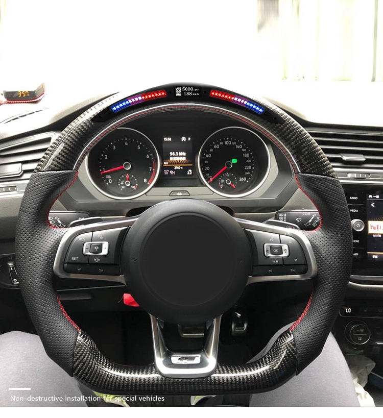 适用大众67rline蔚揽蔚领揽境c c改装gti原厂运动led碳纤维方向盘
