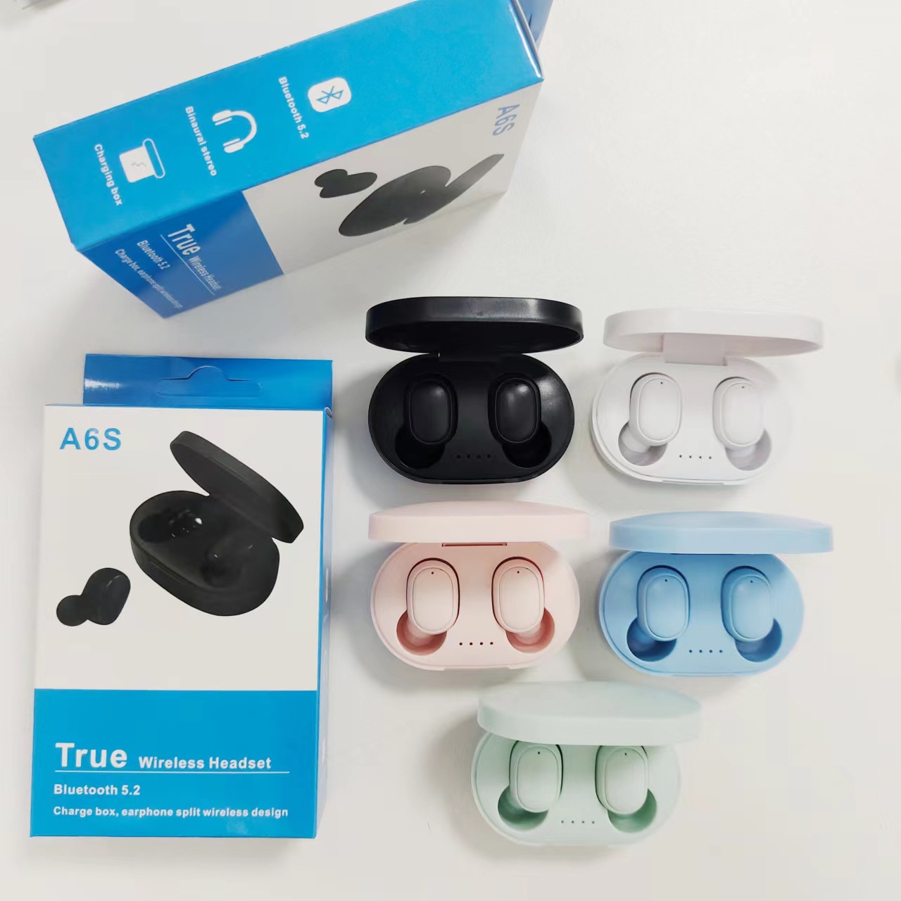 A6s Bluetooth Headset Cross-Border Hot Macaron Bluetooth 5.2 Wireless TWS Earbuds Sports Mini New Headset