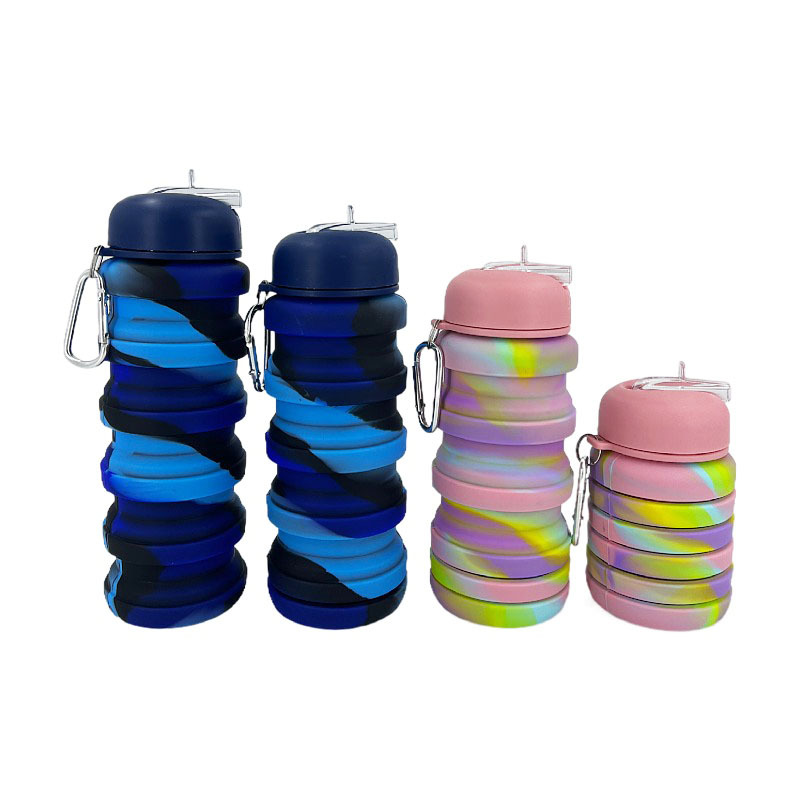 Source Manufacturer Silicone Folding Cups 500ml Camouflage Cross-Border Water Bottle Sports Telescopic Kettle