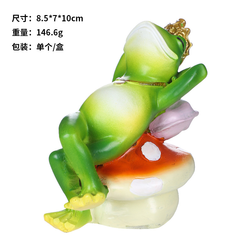 Cross-Border New Cute Frog Mushroom Resin Decorations Garden Bonsai Decorations Miniature Desktop Sculpture