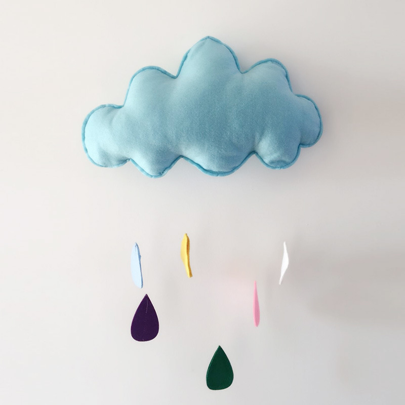 云朵星星爱心月亮雨滴幼儿园儿童房布置无纺布白云欧美毛毡挂件