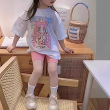 女童套装24夏季新款卡通短袖T恤韩版美少女T恤骑行裤儿童网红套装