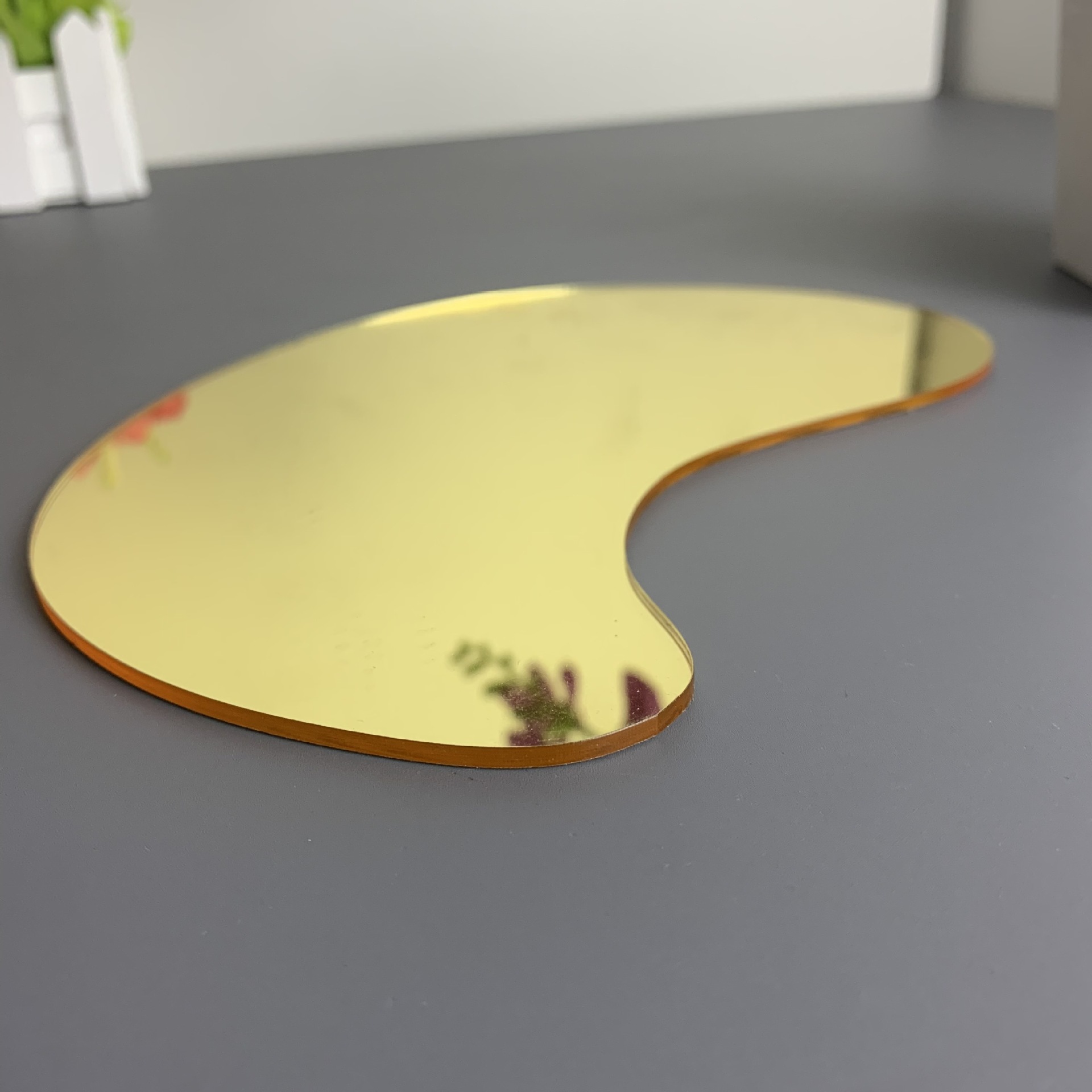 芒果形状 14 x 20cm 亚克力浅金色化妆镜x20