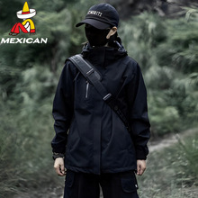 Mexican/稻草人山系户外防水防风冲锋衣女三合一可拆卸登山外套男