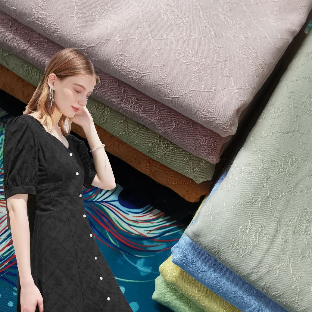 新款全棉纱罗提花布菱格小玫瑰纯棉提花布料春夏汉服旗袍衬衫面料