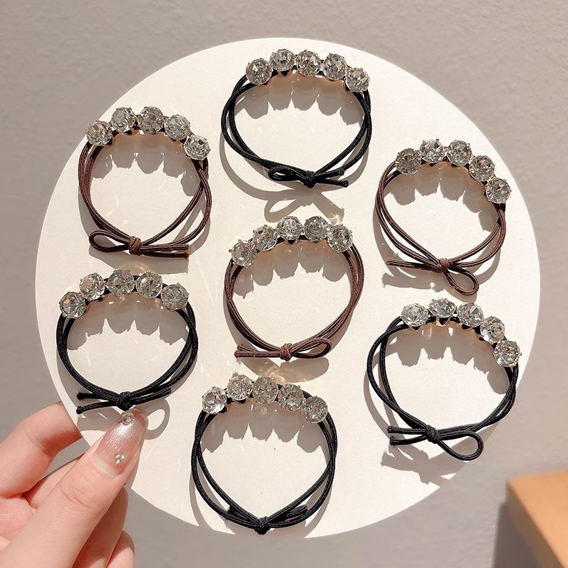 水钻头绳2024新款高端夏季高弹力橡皮筋马尾扎头发绳女生头饰发圈