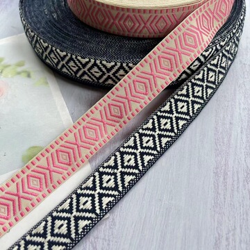 民族提花织带方格四边形几何图形服装鞋子包边辅料ah-2822宽2.