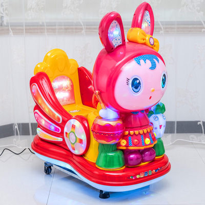 翅膀水晶兔 新款电动投币摇摇车带灯光音乐会唱歌儿童小孩子玩具