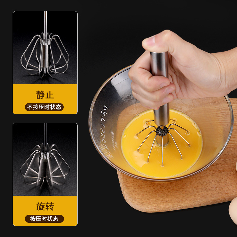 Factory Direct Supply Stainless Steel Semi-automatic Eggbeater Household Baking Tool Cream Egg Manual Blender