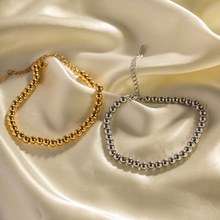 INS风欧美新款钛钢手链 18K金钢珠手链不锈钢几何型女式手链饰品