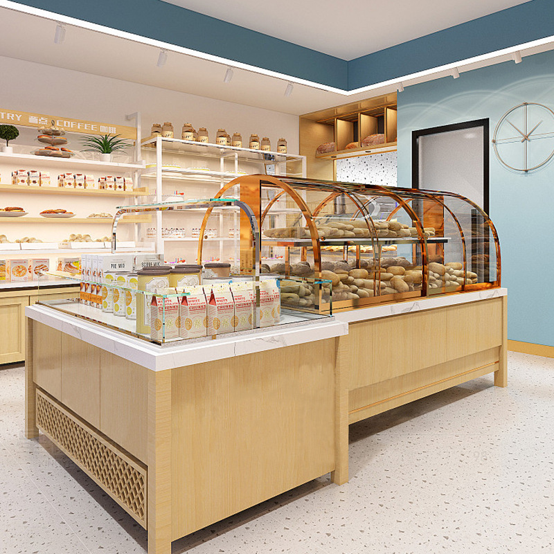 面包店中岛柜弧型烘焙蛋糕店西点敞开三明治柜模型柜超市熟食货架