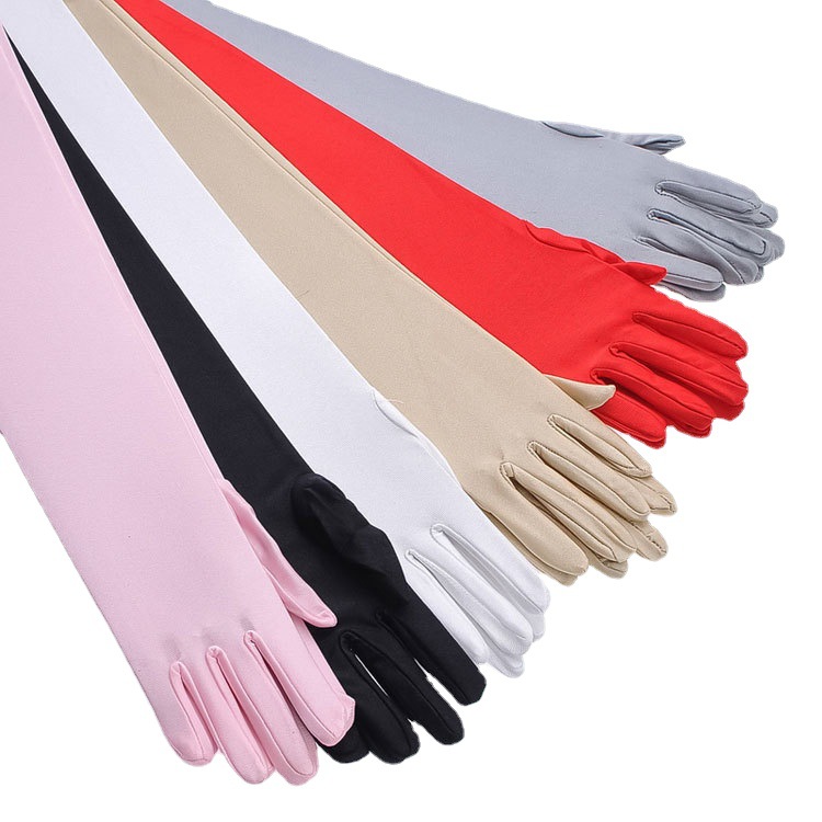 Bridal Wedding Dress Accessories Sleeve Cover White Red Etiquette Wedding Driving Sun Protection UV Protection Gloves 55cm