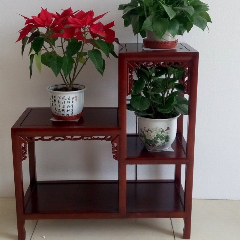 实木木花架木质花架客厅室内多层落地高低架木仿古老榆木客厅室内