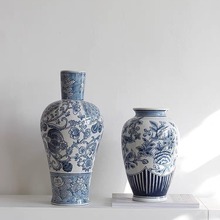 青花瓷花鸟艺术陶瓷花瓶摆件美法式新中式现代简约民宿样板房装饰