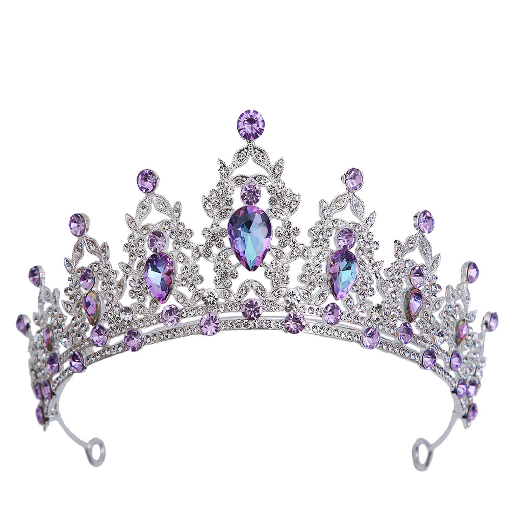 Bridal Crown European and American New Elegant Headdress Party Ball Birthday Crystal Queen Crown Cross-Border Hair Accessories Wholesale