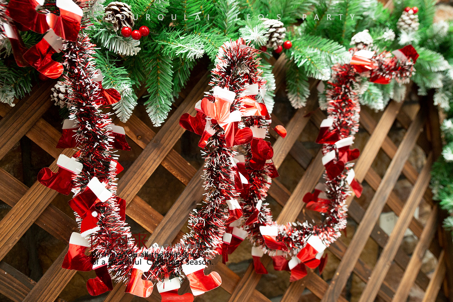 细毛条圣诞节装饰挂饰圣诞树装饰布置圣诞彩条彩带昔草橱窗彩带