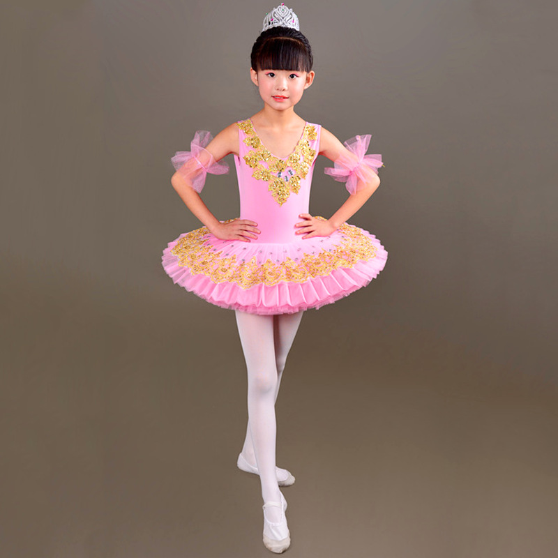 wholesale new performance costumes ballet dance dress girls little swan performance wear dance princess pettiskirt white gauzy dress