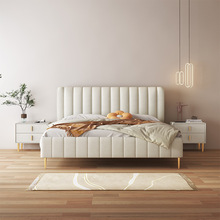 新款皮床意式极简奶油风布艺床主卧室轻奢储物收纳1.8米科技布床